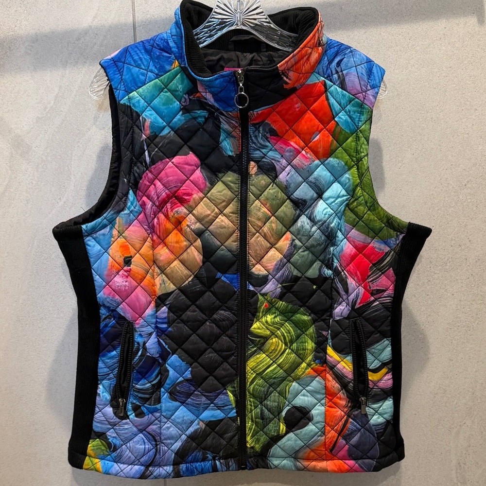 Claire Desjardins Quilted Zip-Front Vest in Multi-Color